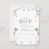 Simple Blue Floral RSVP Card (Devant)