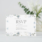 Simple Blue Floral RSVP Card (Debout devant)