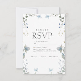 Simple Blue Floral RSVP Card Kaartje