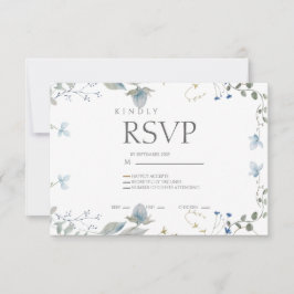 Simple Blue Floral RSVP Card Kaartje