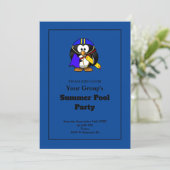 Simple Blue Funny Summer Pool Party Invitation (Debout devant)