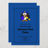 Simple Blue Funny Summer Pool Party Invitation (Devant / Derrière)