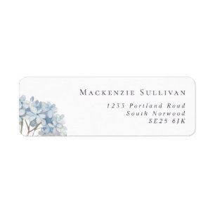 Simple Blue Hydrangeas Waterverf Return Address Etiket