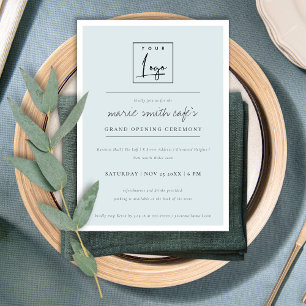 Simple Blue Logo Business Grand Invitation d'ouver