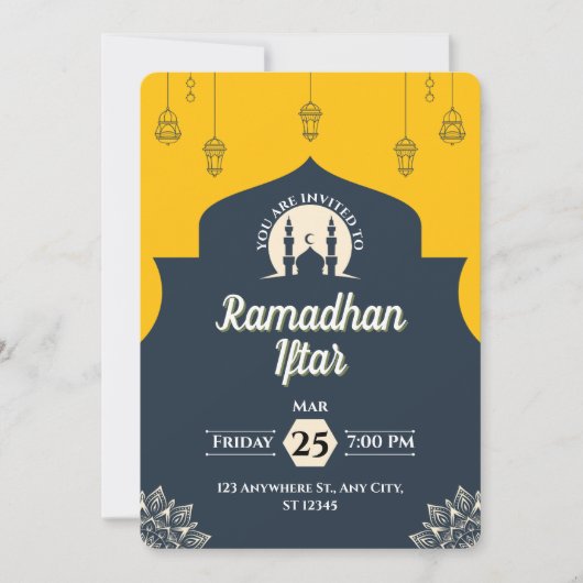 Simple Blue Ramadan Iftar Invitation (Portrait) (Devant)