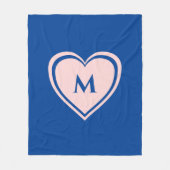 Simple Blue Roze Heart Monogram Valentijn Fleece Deken (Voorkant)