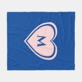Simple Blue Roze Heart Monogram Valentijn Fleece Deken (Voorkant (Horizontaal))