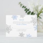 Simple Blue Silver Snowflake Hiver Mariage RSVP (Debout devant)