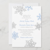 Simple Blue Silver Snowflake Winter Wedding Kaart (Voorkant)