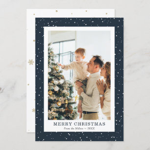 Simple Blue Snow Photo Joyeuses Cartes de Noël