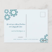 Simple Blue Snowflake Photo Holiday Greep Briefkaart (Achterkant)