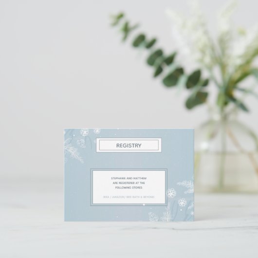 Simple Blue Snowflake Winter Baby shower Registry Informatiekaartje (Staand voorkant)