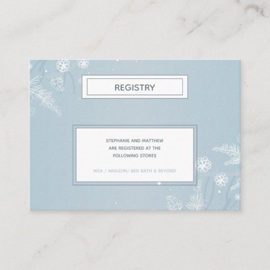 Simple Blue Snowflake Winter Baby shower Registry Informatiekaartje (Voorkant)