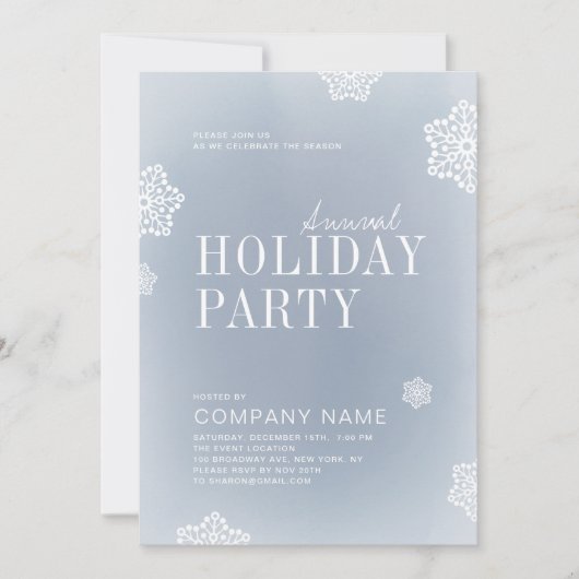 Simple Blue Snowflakes Invitation Fête de Vacances (Devant)