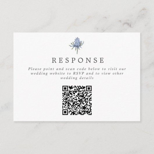 Simple Blue Thistle QR Code Weddenschap Website/RS Informatiekaartje (Voorkant)