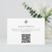 Simple Blue Thistle QR Code Weddenschap Website/RS Informatiekaartje (Staand voorkant)