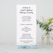 Simple Blue Water Coastal Wedding Program Sjabloon (Staand voorkant)