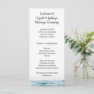 Simple Blue Water Coastal Wedding Program Sjabloon