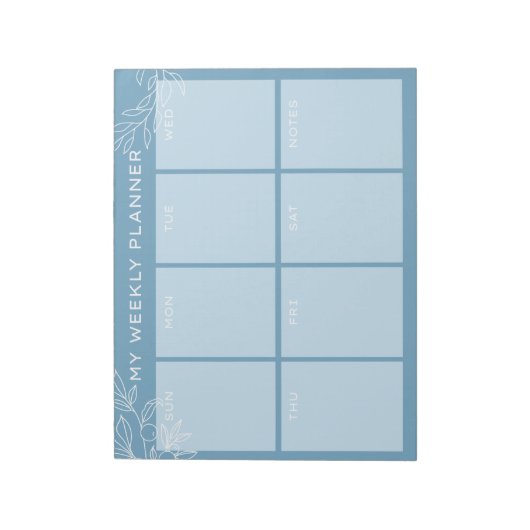 Simple Blue Weekly Planner Notepad Notitieblok (Gedraaid)