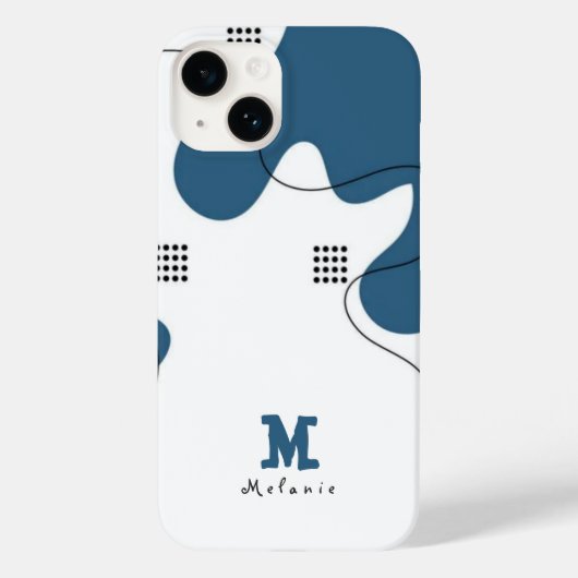 Simple blue white Abstract minimal art Monogram Case-Mate iPhone Case (Achterkant)