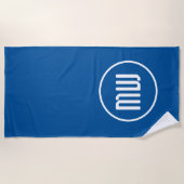 Simple Blue White Circle Monogram Strandlaken (Voorkant)