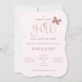 Simple Blush Butterfly Baby Girl Shower Kaart (Voorkant)