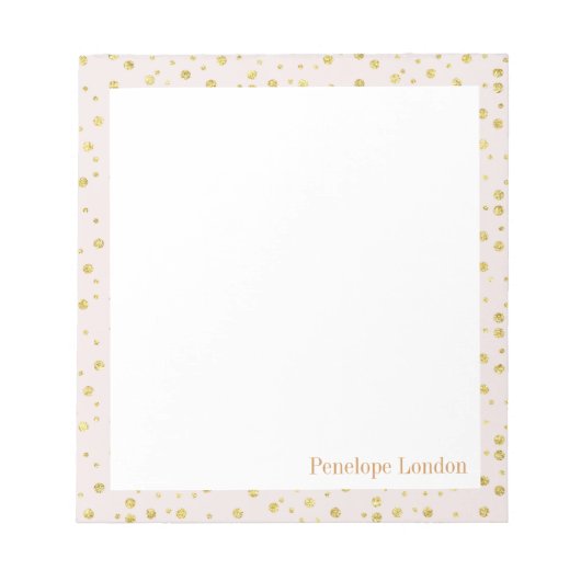 Simple Blush en Gold Polka Dots monogrammen Notitieblok (Voorkant)