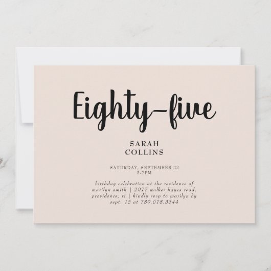 Simple Blush Floral 85e anniversaire Invitation de (Devant)