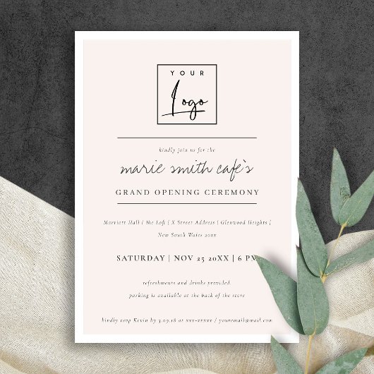 Simple Blush Logo Business Grand Invitation d'ouve