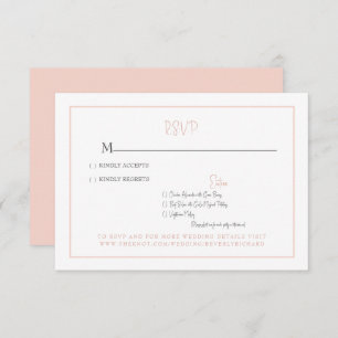 Simple Blush Modern Font Wedding RSVP Kaart