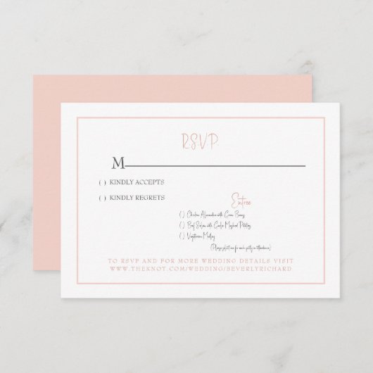 Simple Blush Modern Font Wedding RSVP Kaart (Voorkant / Achterkant)