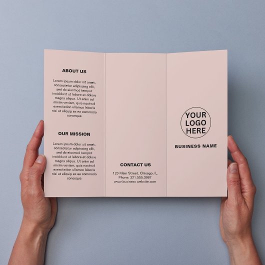 Simple Blush Pink Business Logo Tripli Brochure