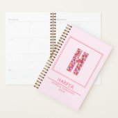 Simple Blush Pink Girly Floral Monogram Letter H (Devant avec enveloppe)