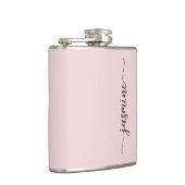 Simple Blush Pink Girly Monogram Name Handtekening Heupfles (Rechts)