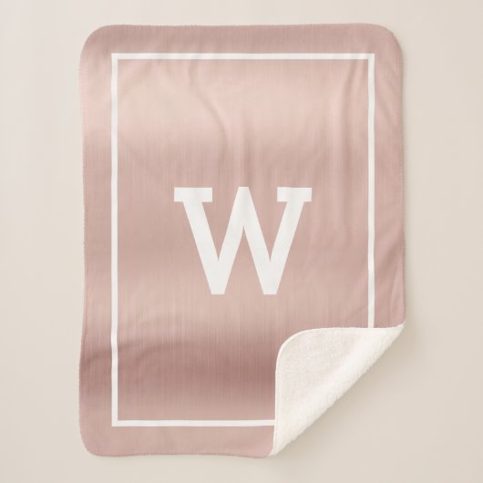 Simple Blush Pink Initiaal Monogram Sherpa Blanket Deken (Voorkant)