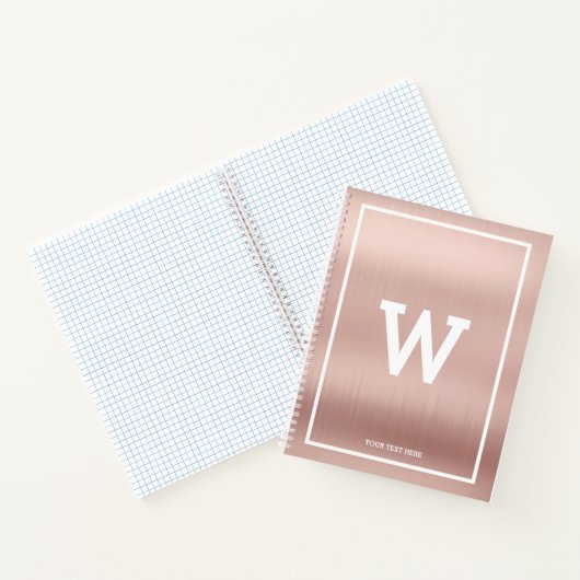 Simple Blush Pink Initiaal Monogram Sketchbook Notitieboek (Binnen)