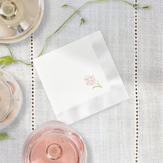 Simple Blush Pink Rose | witte servetten
