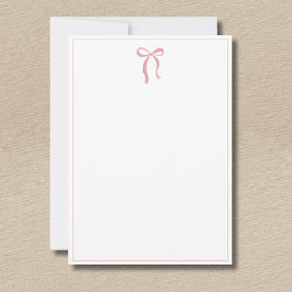 Simple Blush Rose Bow Thin Border No text Notitiekaartje