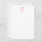 Simple Blush Rose Bow Thin Border No text Notitiekaartje (Voorkant)