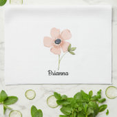 Simple Blush Watercolor Flower Name Theedoek (Gevouwen)