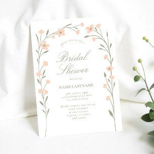 Simple Blush Wildflower Arch Vrijgezellenfeest Kaart