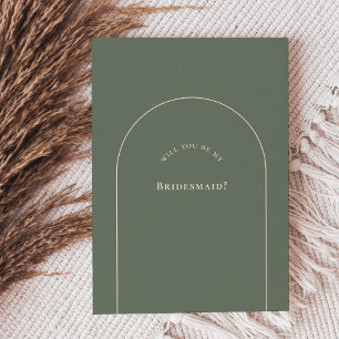 Simple Boho Arch Sage Bridesmaid-voorstel Kaart