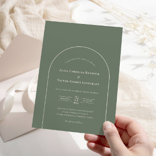 Simple Boho Arch Sage Green Wedding Kaart