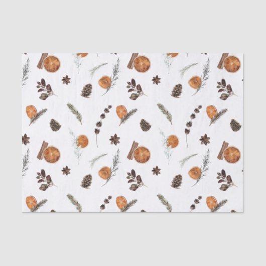 Simple Boho Driving Oranje Waterverf Kerstmis Tissuepapier (Voorkant)