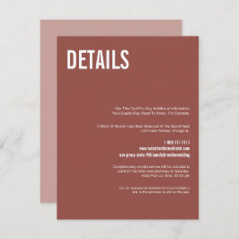 Simple Boho Dusty Roos Typography Weddenschap Deta Informatiekaartje