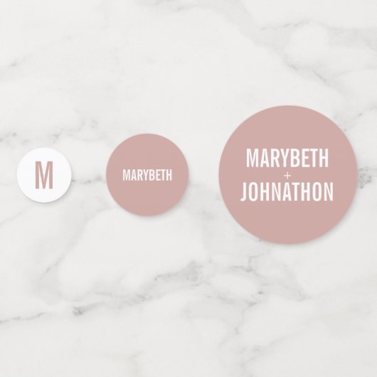 Simple Boho Dusty Roos Typography Wedding Confetti (Achterkanten)