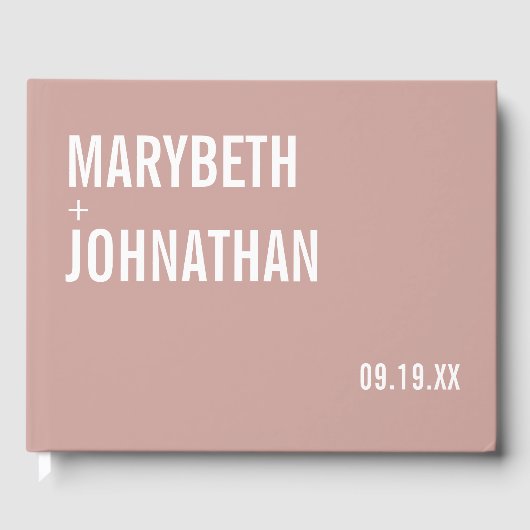 Simple Boho Dusty Roos Typography Wedding Gastenboek (Voorkant)