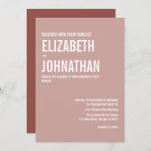 Simple Boho Dusty Roos Typography Wedding Kaart (Voorkant / Achterkant)