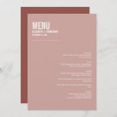 Simple Boho Dusty Roos Typography Wedding Menu (Voorkant / Achterkant)