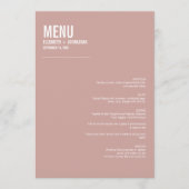 Simple Boho Dusty Roos Typography Wedding Menu (Voorkant)
